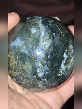 Moss Agate Crystal Sphere - Green and White